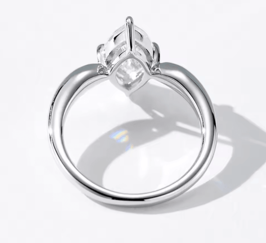 Marquise moissanite engagement ring, solitaire design, made with 925 sterling silver, made and sold by russmoon jewelry
