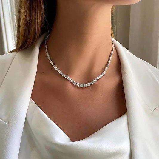 3-5mm Moissanite Tennis Necklace - VVS Diamonds