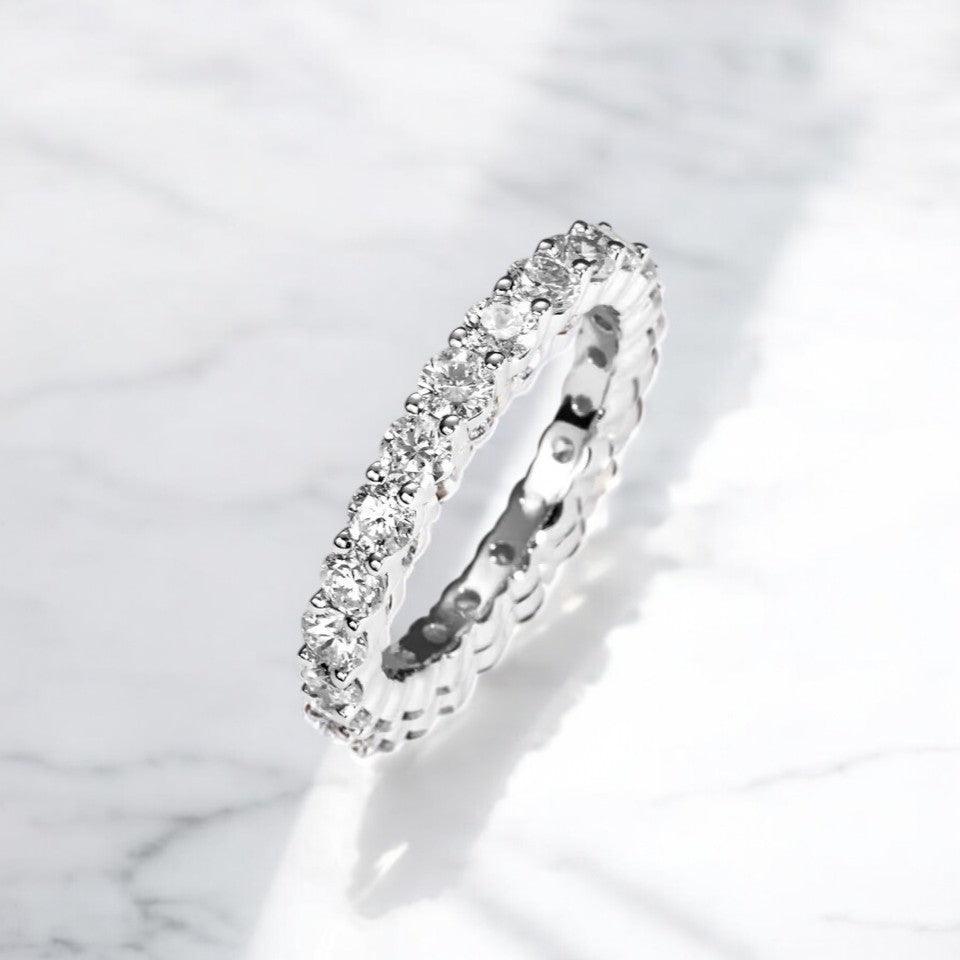 stunning sparkling eternity wedding ring, eternity engagement ring for women with lab cultivated diamond