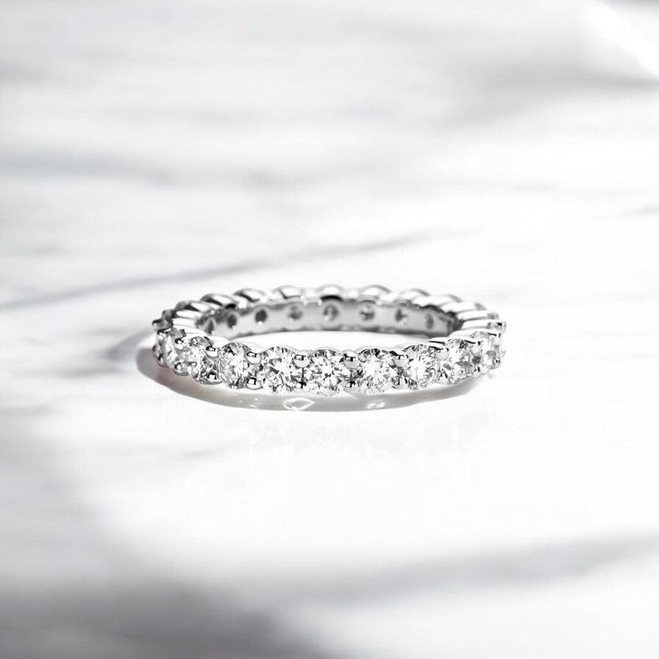 stunning sparkling eternity wedding ring, eternity engagement ring for women with lab cultivated diamond