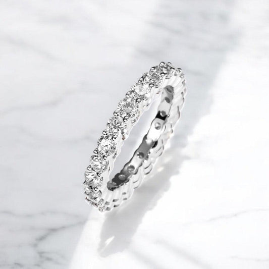 stunning sparkling eternity wedding ring, eternity engagement ring for women with lab cultivated diamond