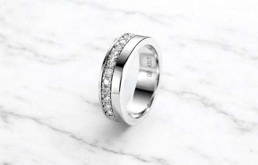 Moissanite Pave Herrenring